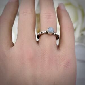 PB 925 Sterling Silver Pale Blue Cabochon Southwestern Artisan Ring